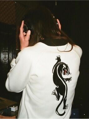 Straight to Hell Run Amok Bomber Jacket Small Panther White/Black Wool Blend